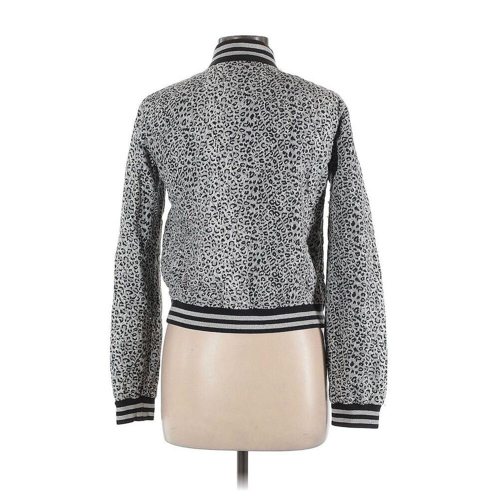 R13 Women's Leopard-Print Bomber Jacket Size L, Gray Black - Picture 2 of 10
